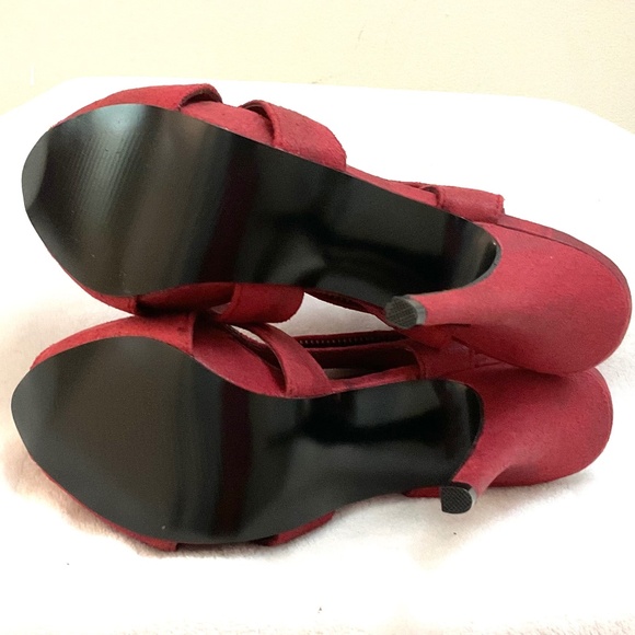 Red Suede Zipper Platform Heels | Statement Night Out Shoes Head Turners Sz 6.5 - Picture 12 of 15